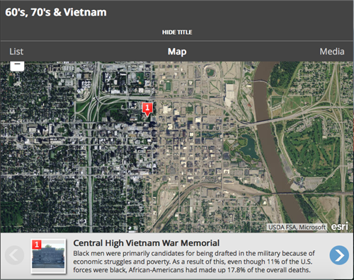 Map Screenshot of 60s 70s and Vietnam featuring Central High Memorial